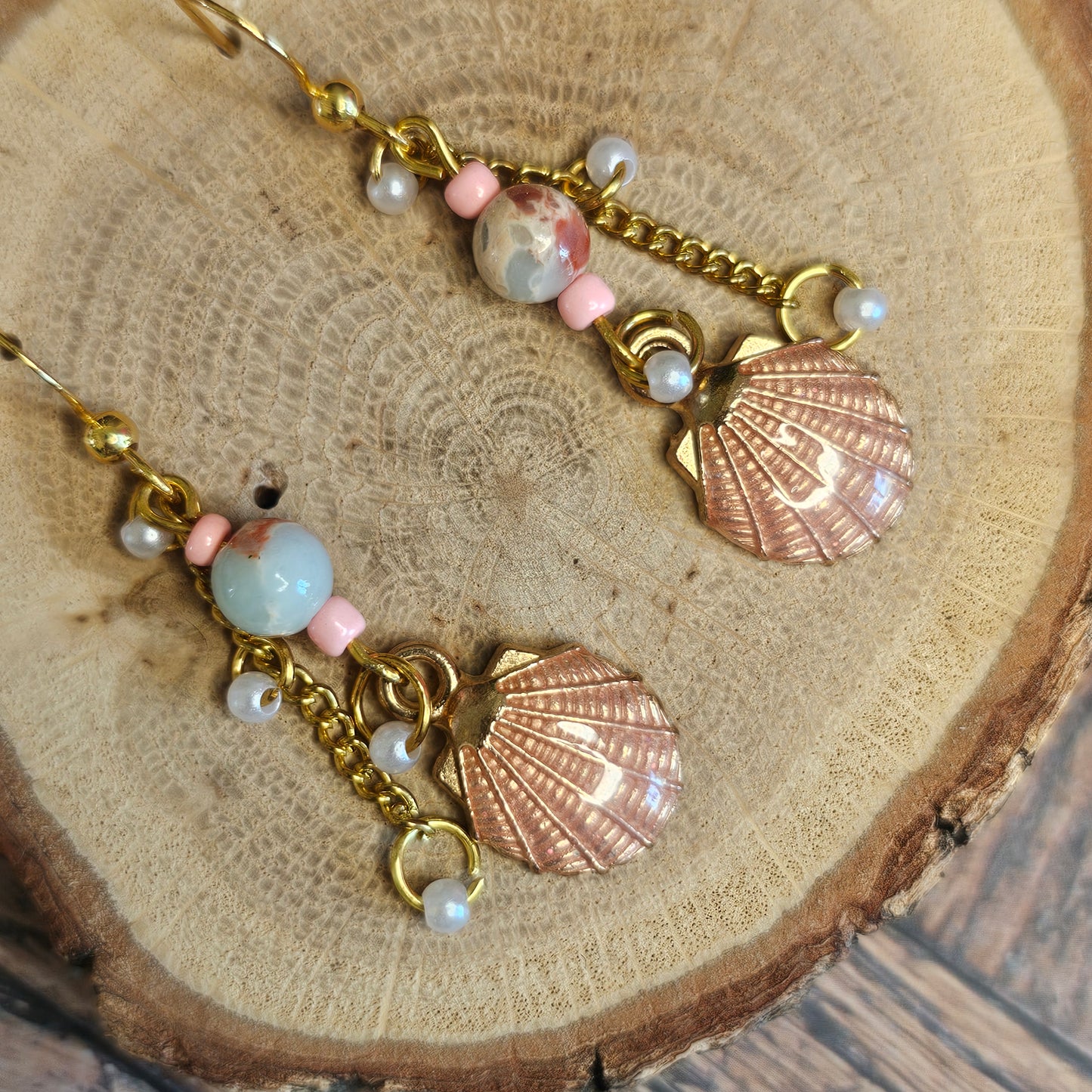 Boucles D’Oreilles - Les Coquillages pendantes perle naturelle