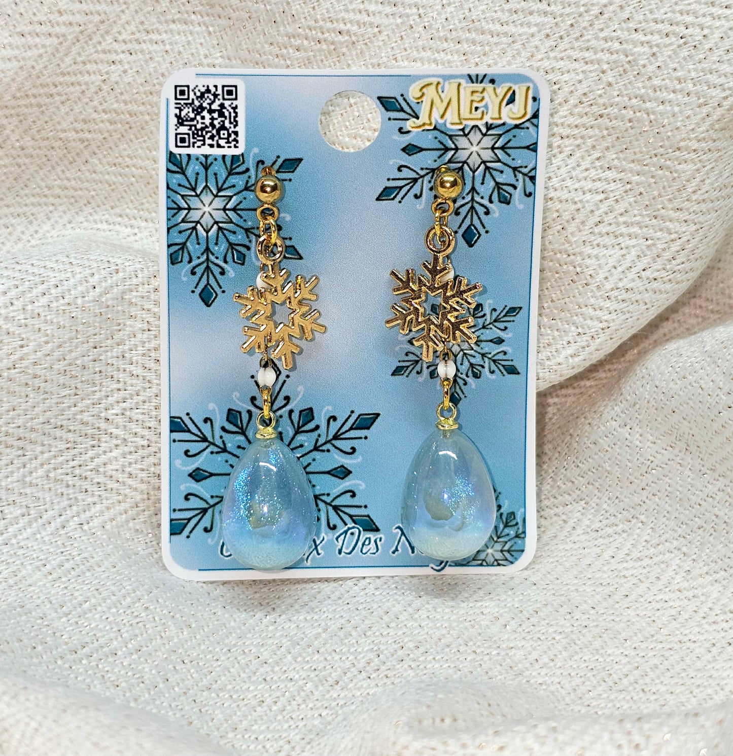 Boucles d'oreilles Flocon de Neige Paillettes