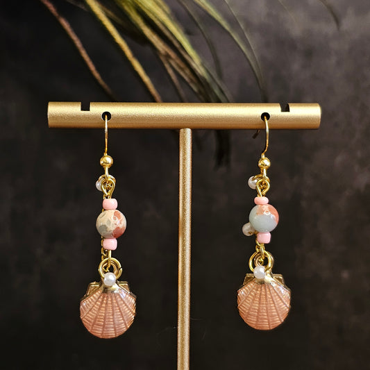 Boucles D’Oreilles - Les Coquillages pendantes perle naturelle