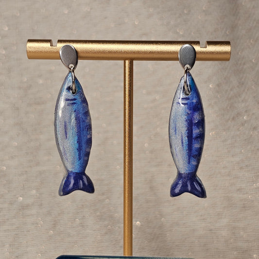 Boucles d'Oreilles "Les Poissons d’Océane" : Les Sardines Peinte à la Main