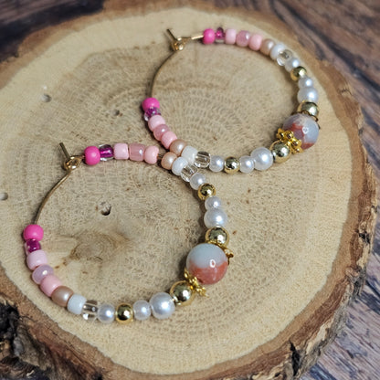 Boucles D’Oreilles - Les Créoles Jaspe Ocean